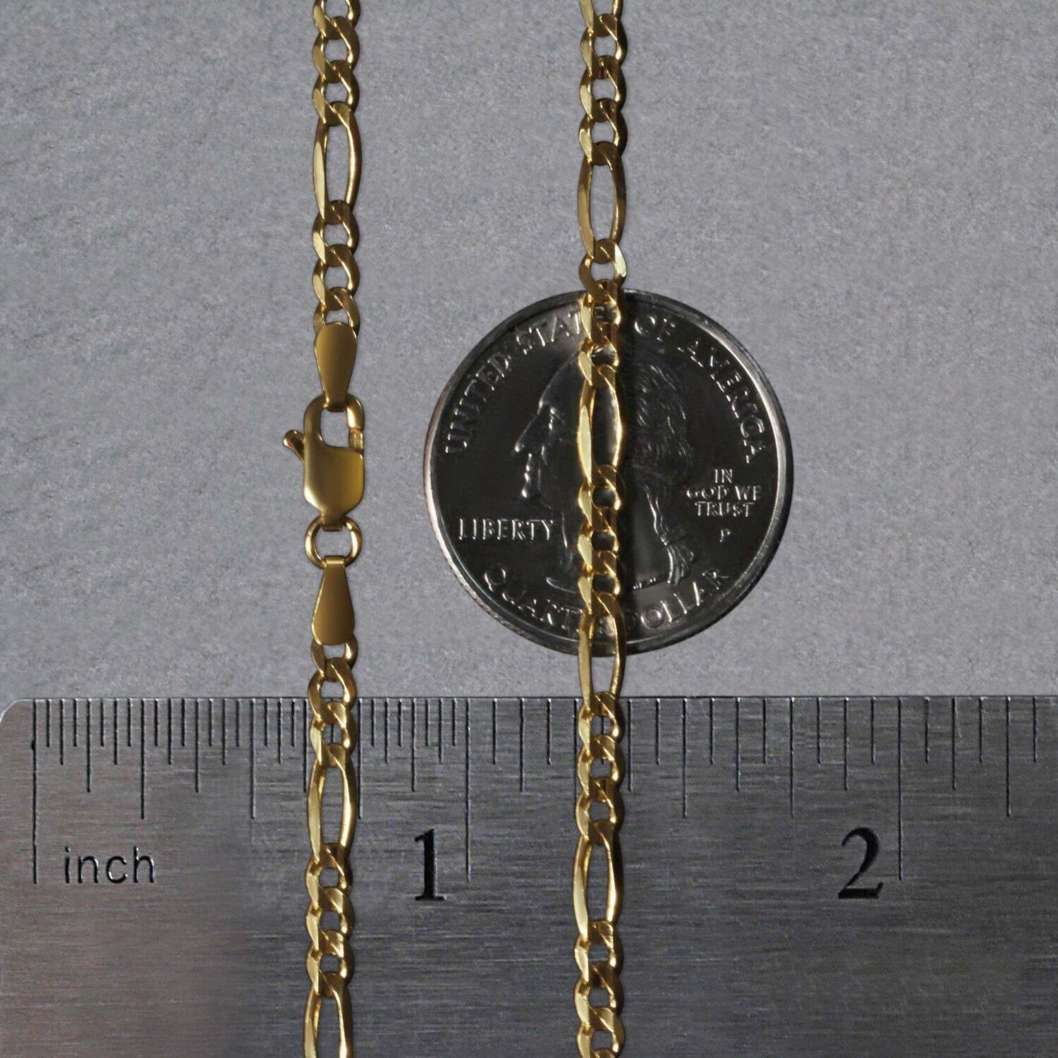 14k Yellow Gold Solid Figaro Chain (3.00 mm) - Image 3