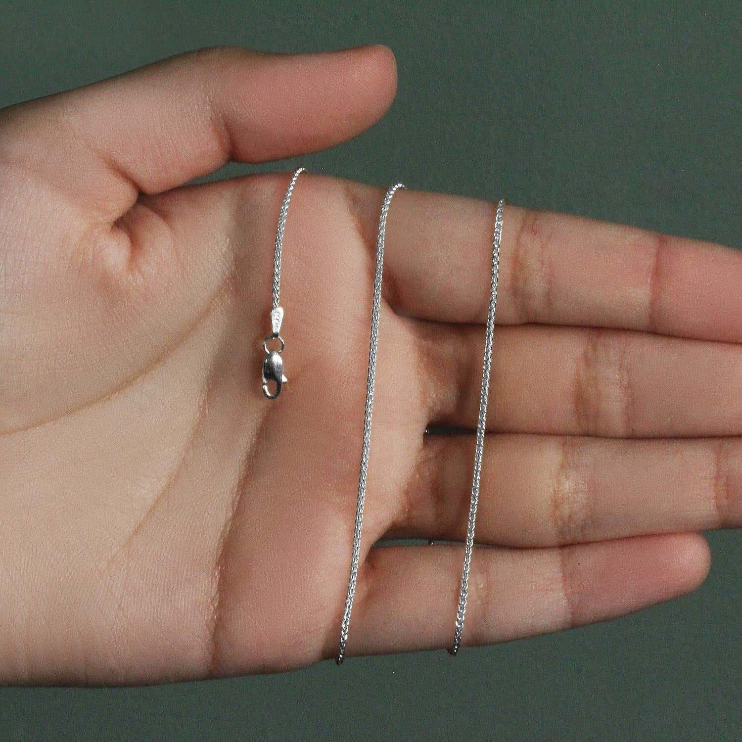 14k White Gold Round Wheat Chain (1.2 mm) - Image 5