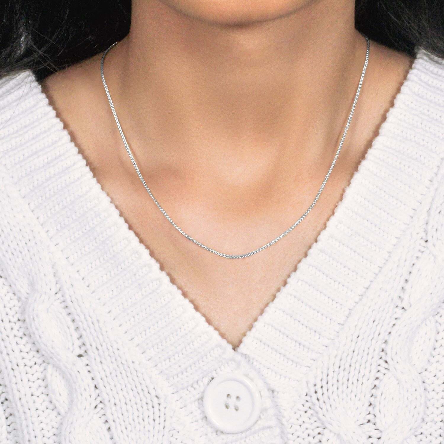 14k White Gold Round Wheat Chain (1.2 mm) - Image 6
