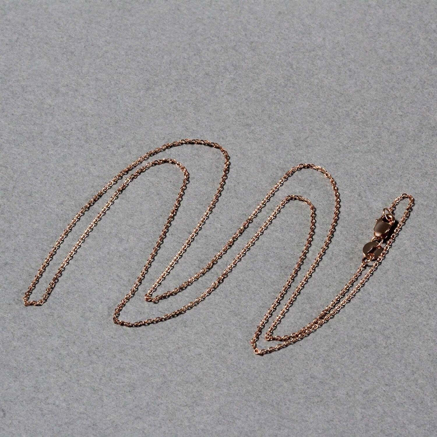18k Rose Gold Diamond Cut Cable Link Chain (0.80 mm) - Image 4