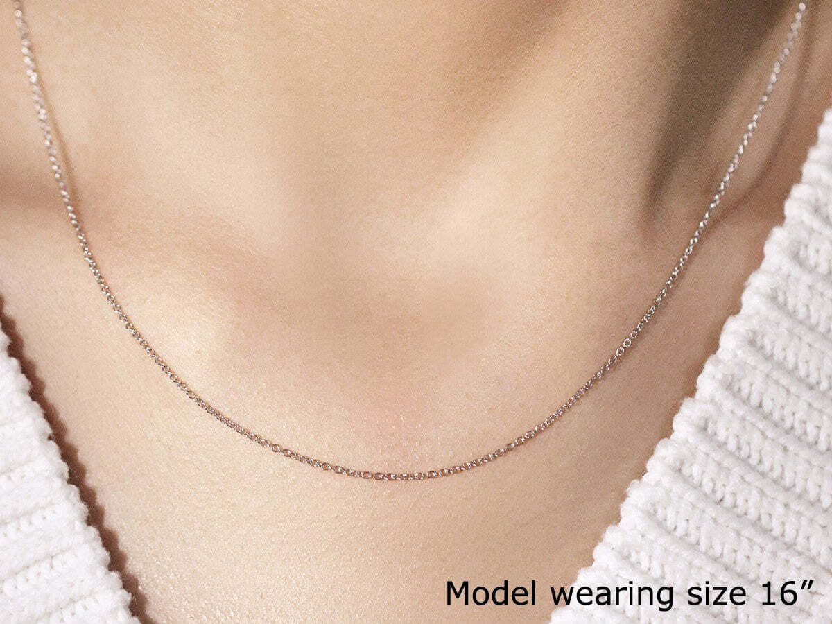 14k White Gold Round Cable Link Chain (1.10 mm) - Image 3