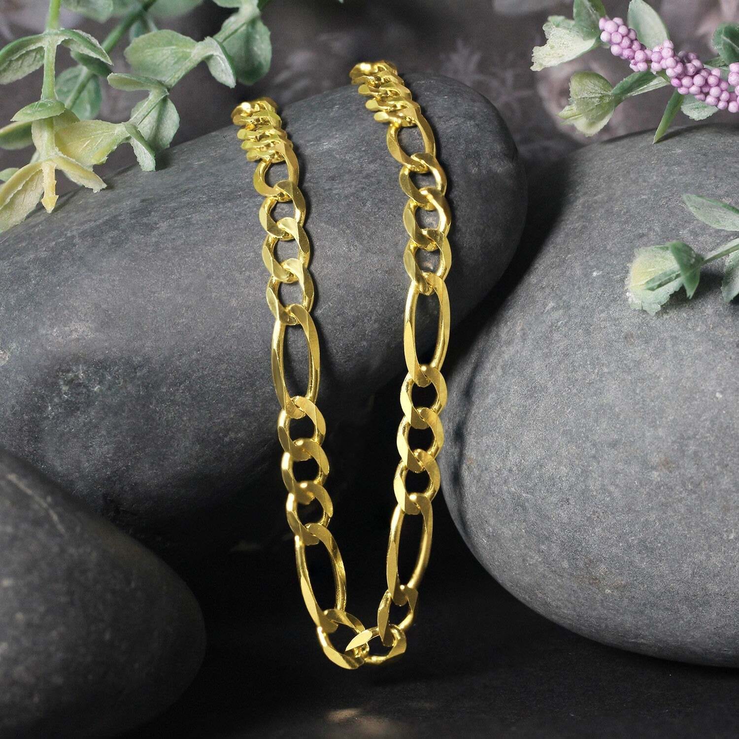 14k Yellow Gold Solid Figaro Chain (6.00 mm) - Image 2