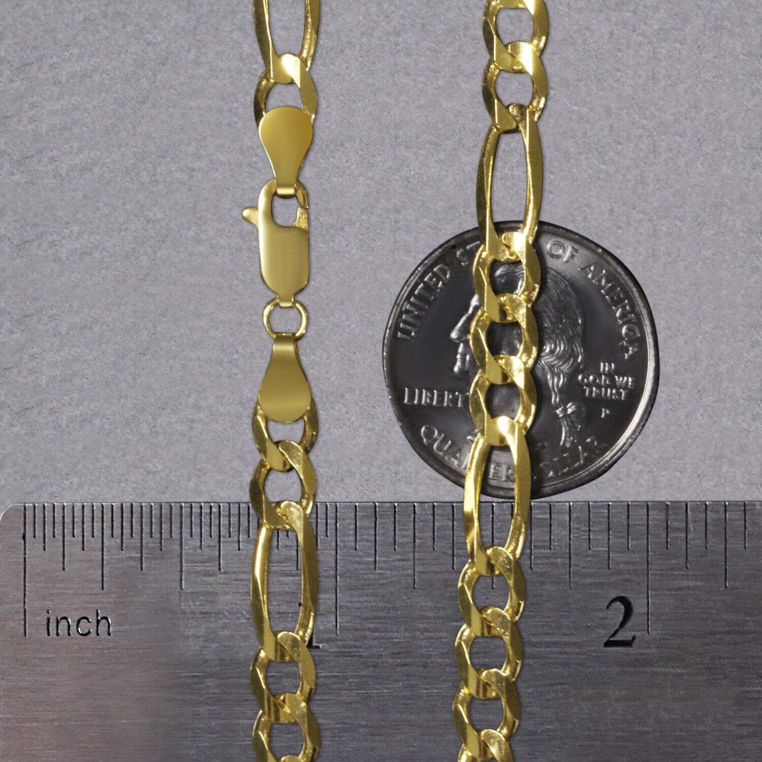 14k Yellow Gold Solid Figaro Chain (6.00 mm) - Image 5