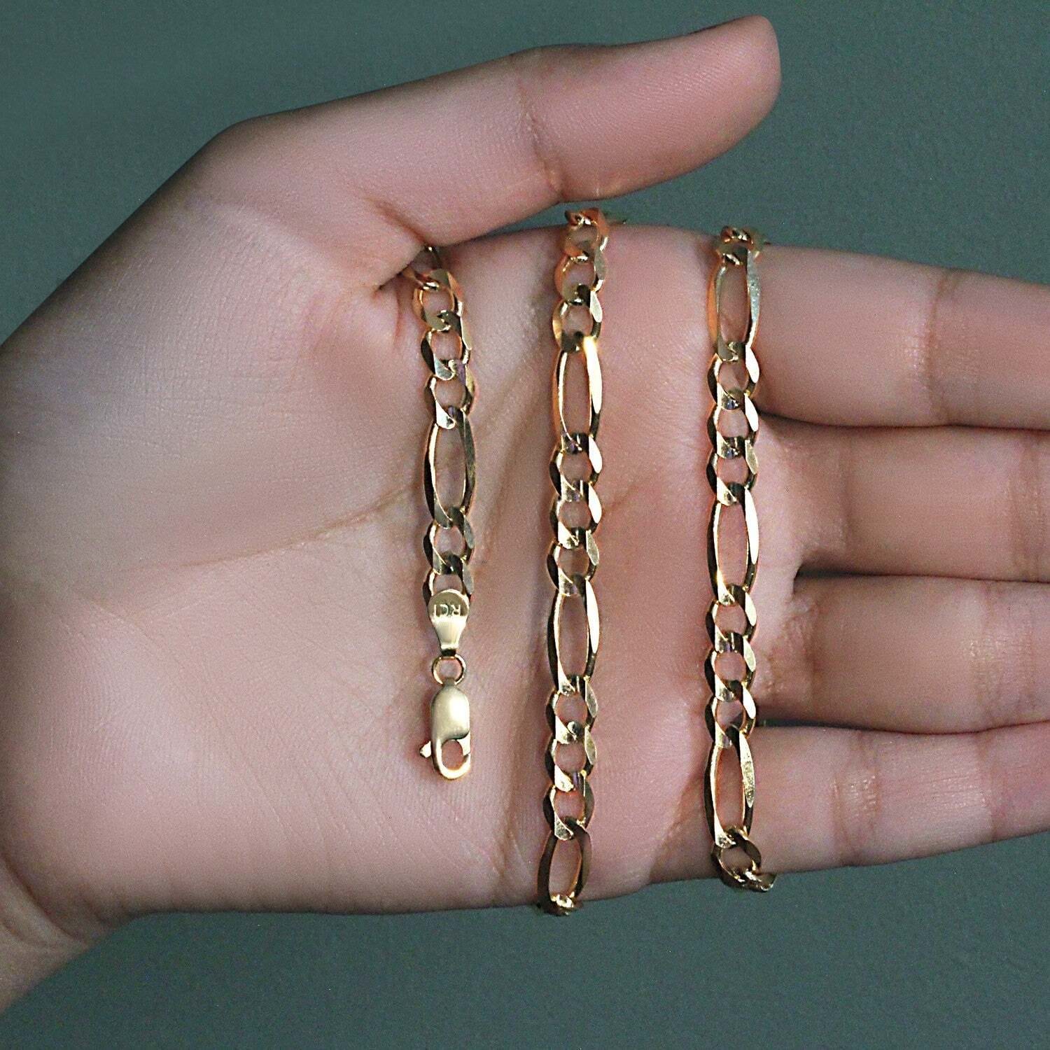 14k Yellow Gold Solid Figaro Chain (6.00 mm) - Image 6