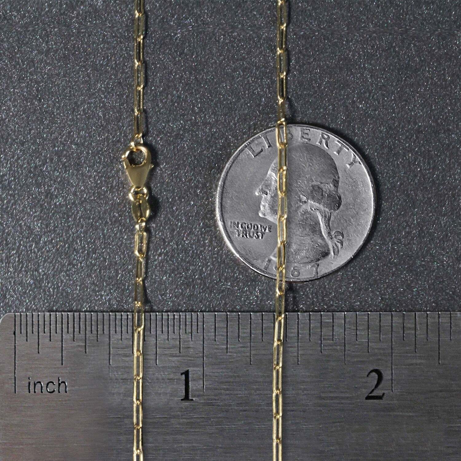 18K Yellow Gold Fine Paperclip Chain (1.50 mm) - Image 5