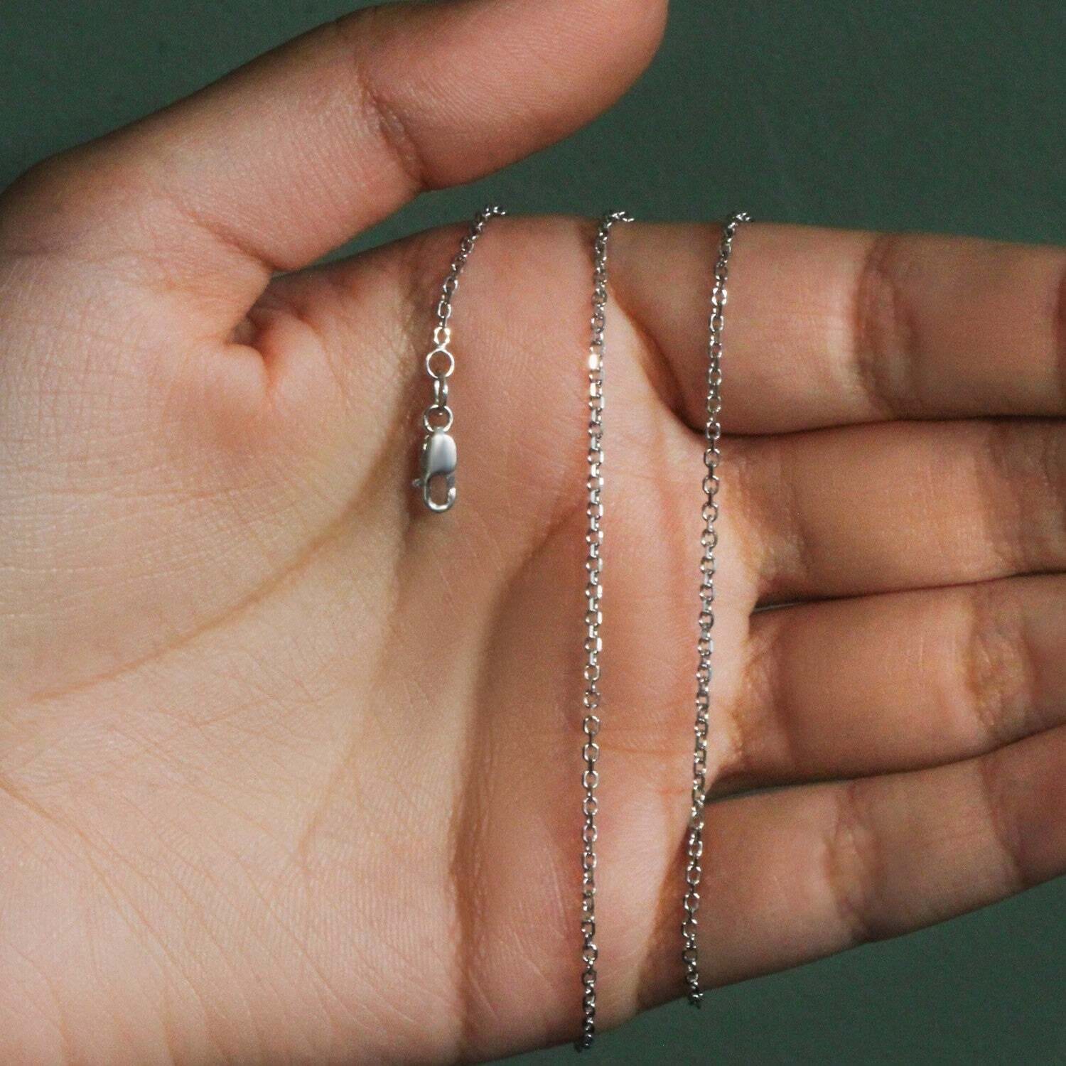 14k White Gold Diamond Cut Cable Link Chain (1.5 mm) - Image 4