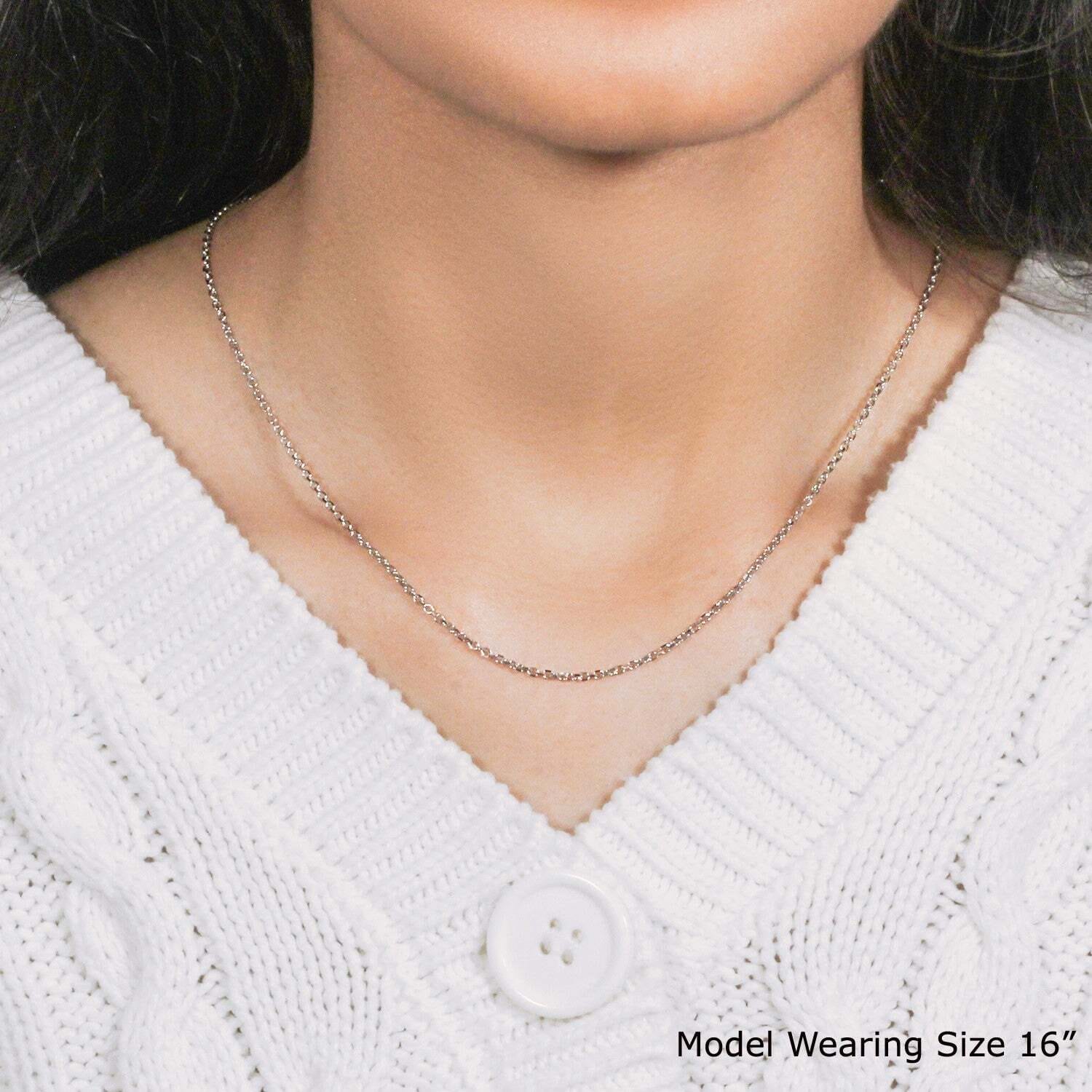 14k White Gold Diamond Cut Cable Link Chain (1.5 mm) - Image 5