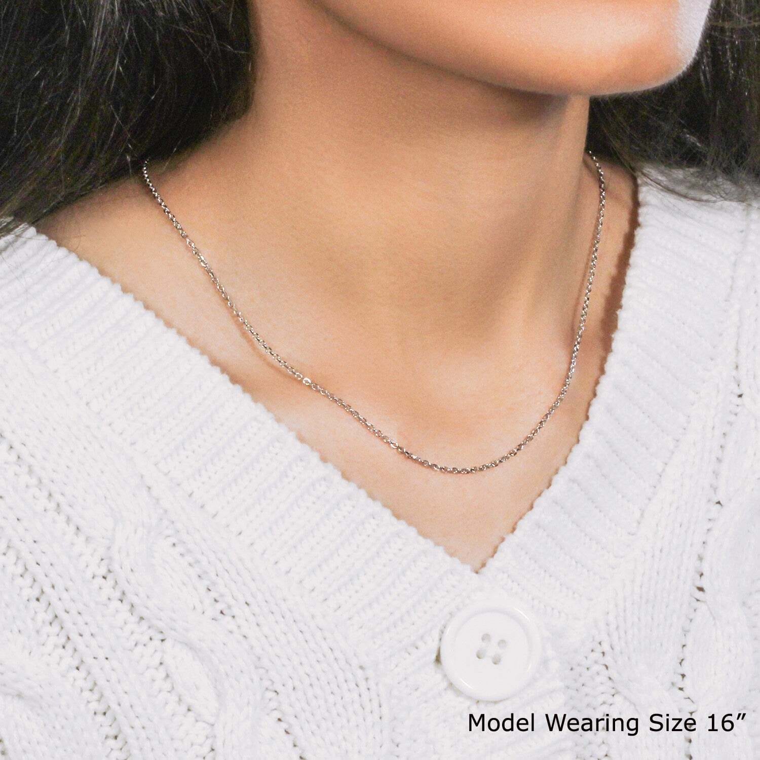 14k White Gold Diamond Cut Cable Link Chain (1.5 mm) - Image 6