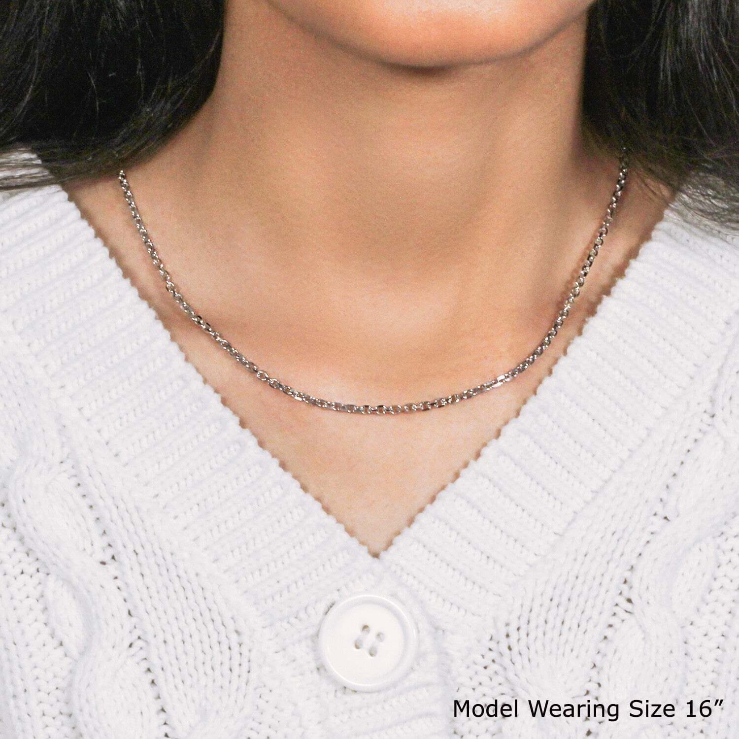 18k White Gold Diamond Cut Cable Link Chain (2.60 mm) - Image 2