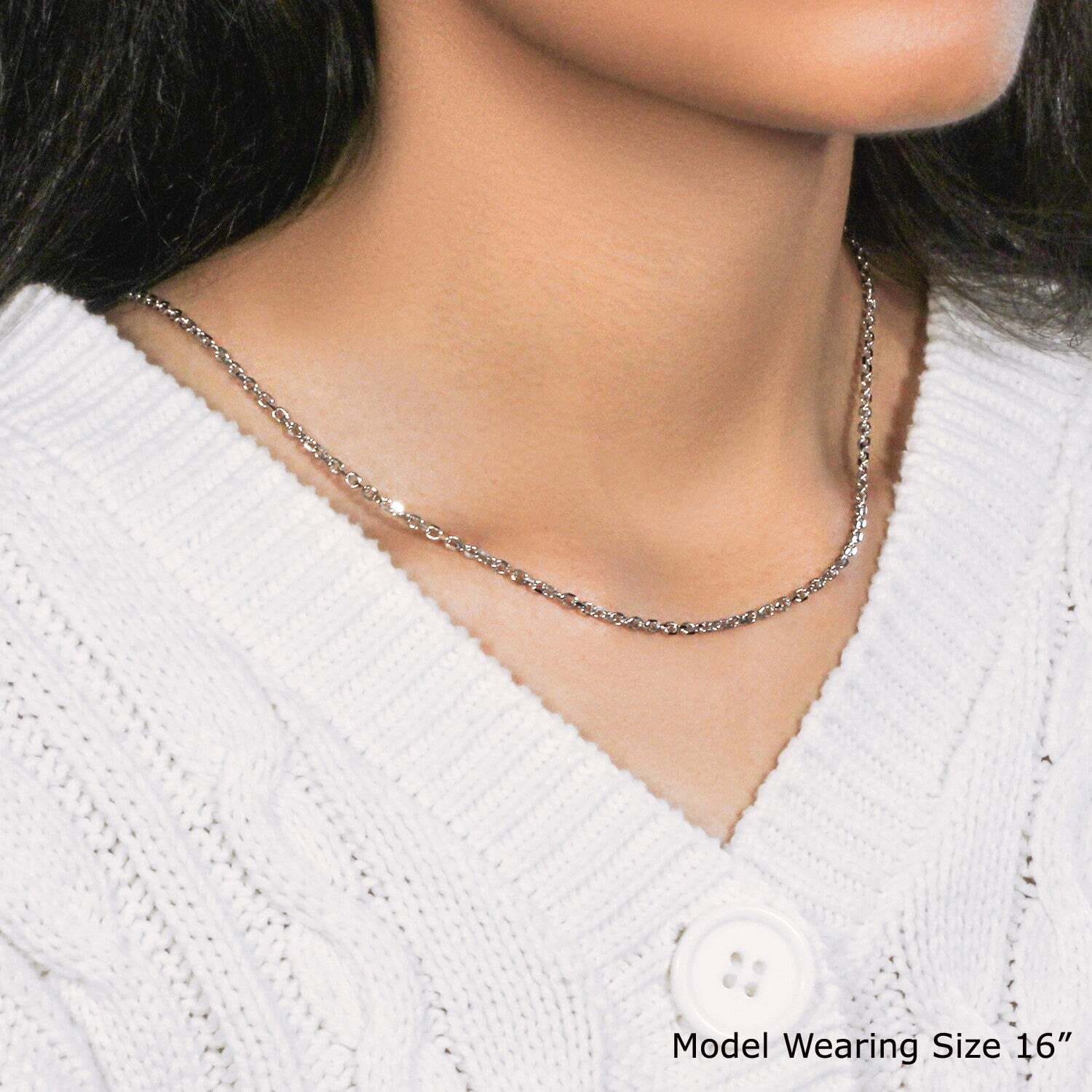 18k White Gold Diamond Cut Cable Link Chain (2.60 mm) - Image 3