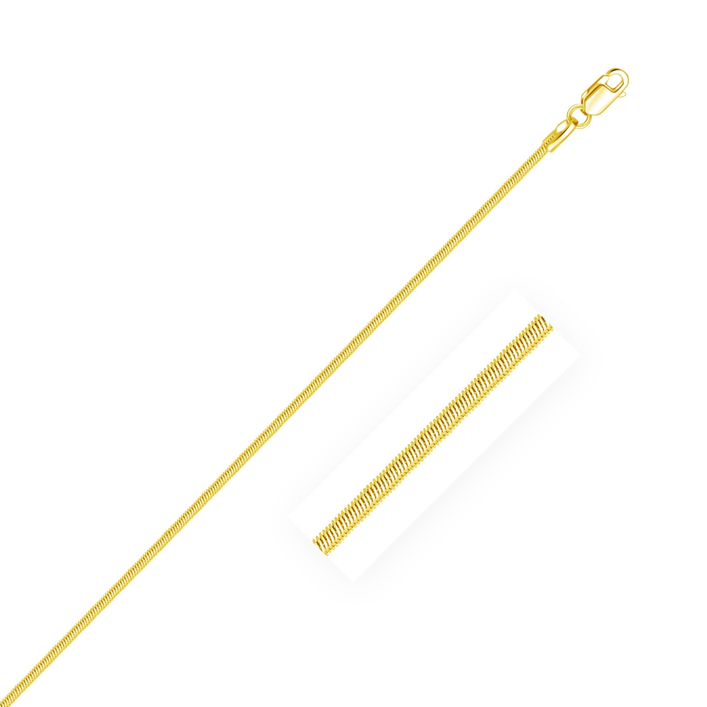 1.0mm 14K Yellow Gold Octagonal Shiny Snake Chain