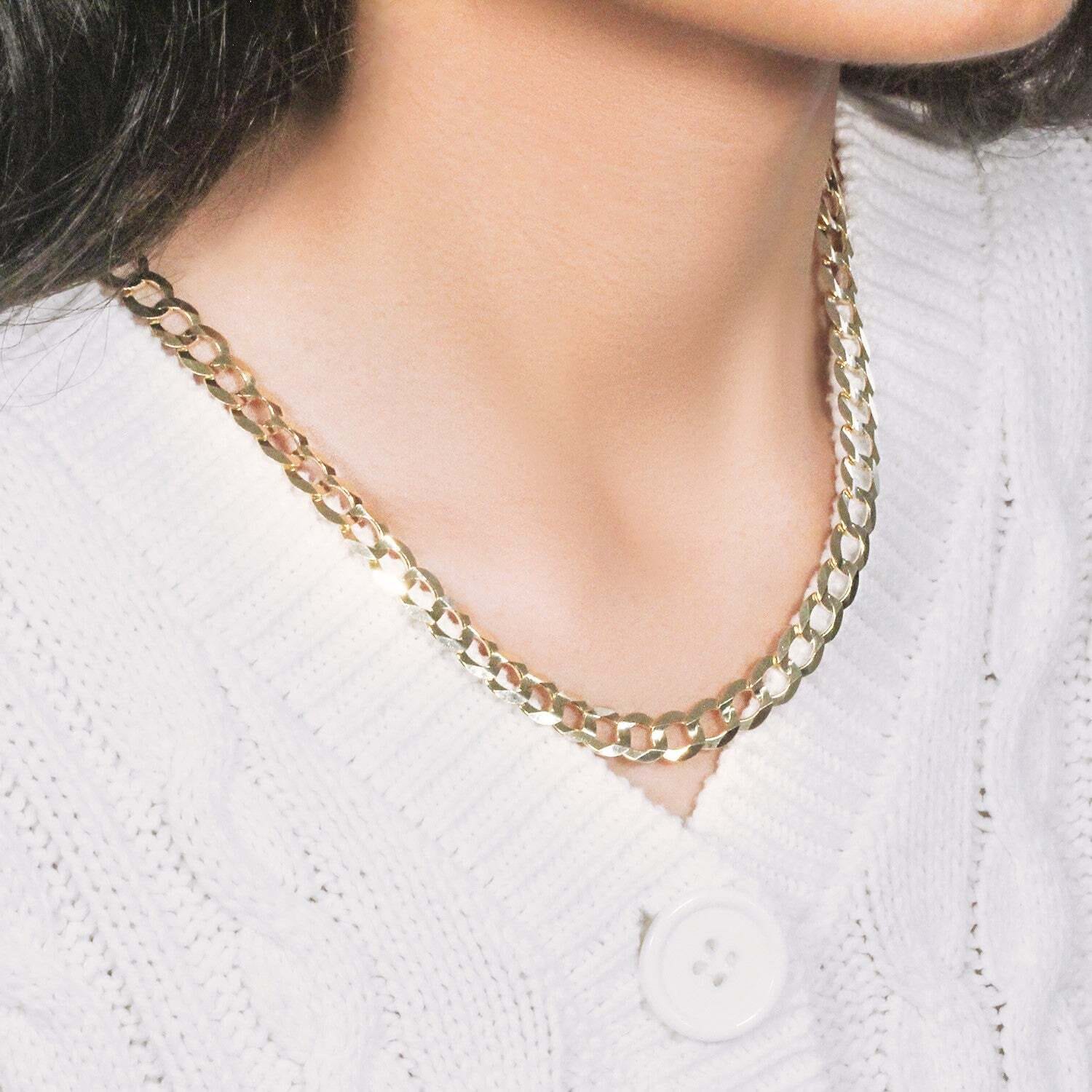 14k Yellow Gold Solid Curb Chain (8.20 mm) - Image 7