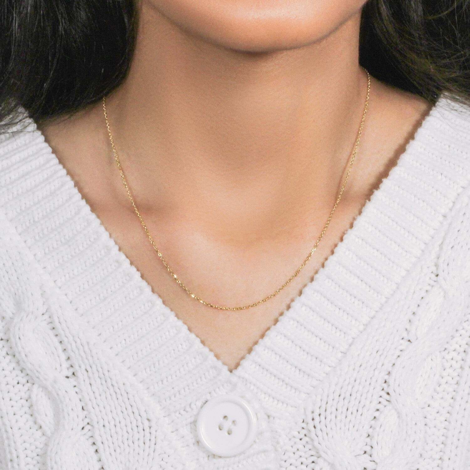 18k Yellow Gold Cable Chain (1.10 mm) - Image 7