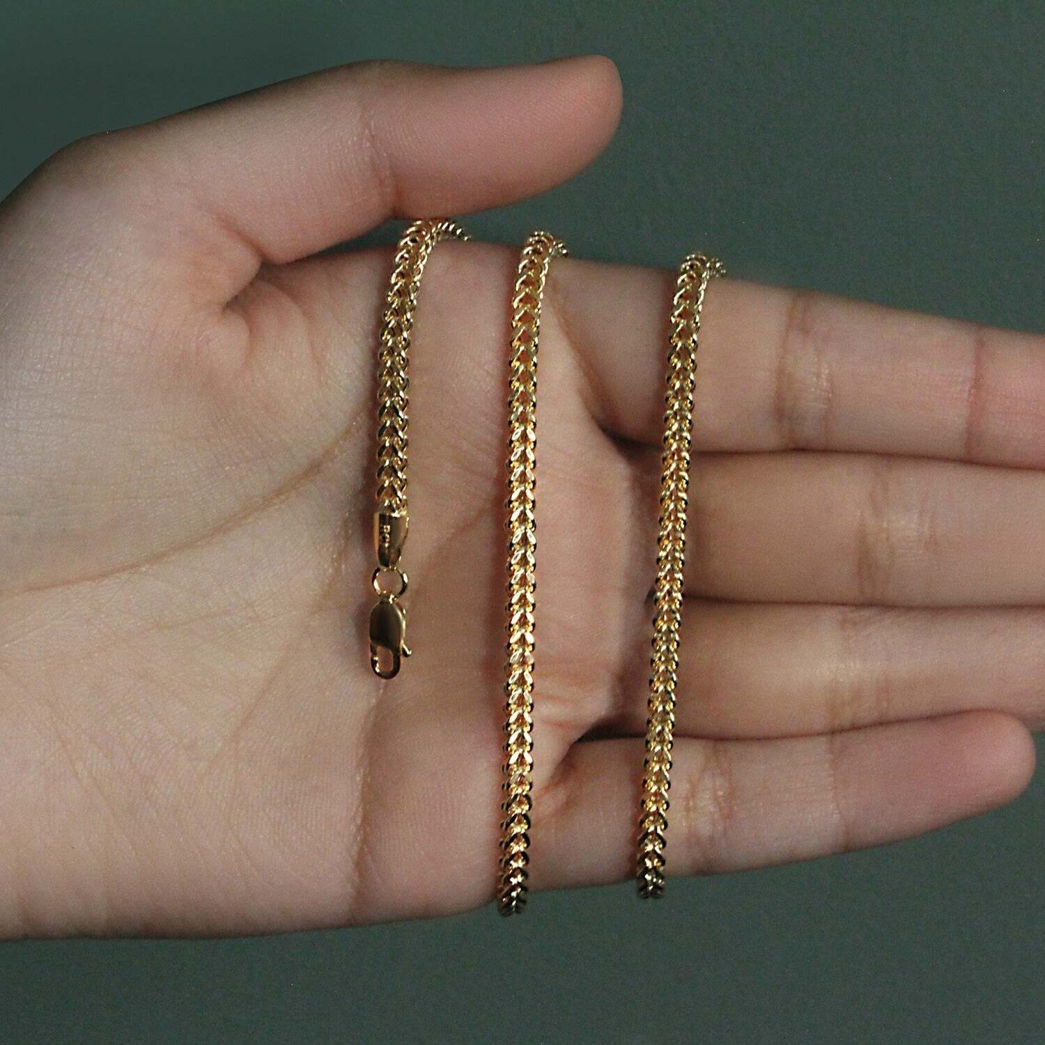 14k Yellow Gold Square Franco Chain (3.00 mm) - Image 5