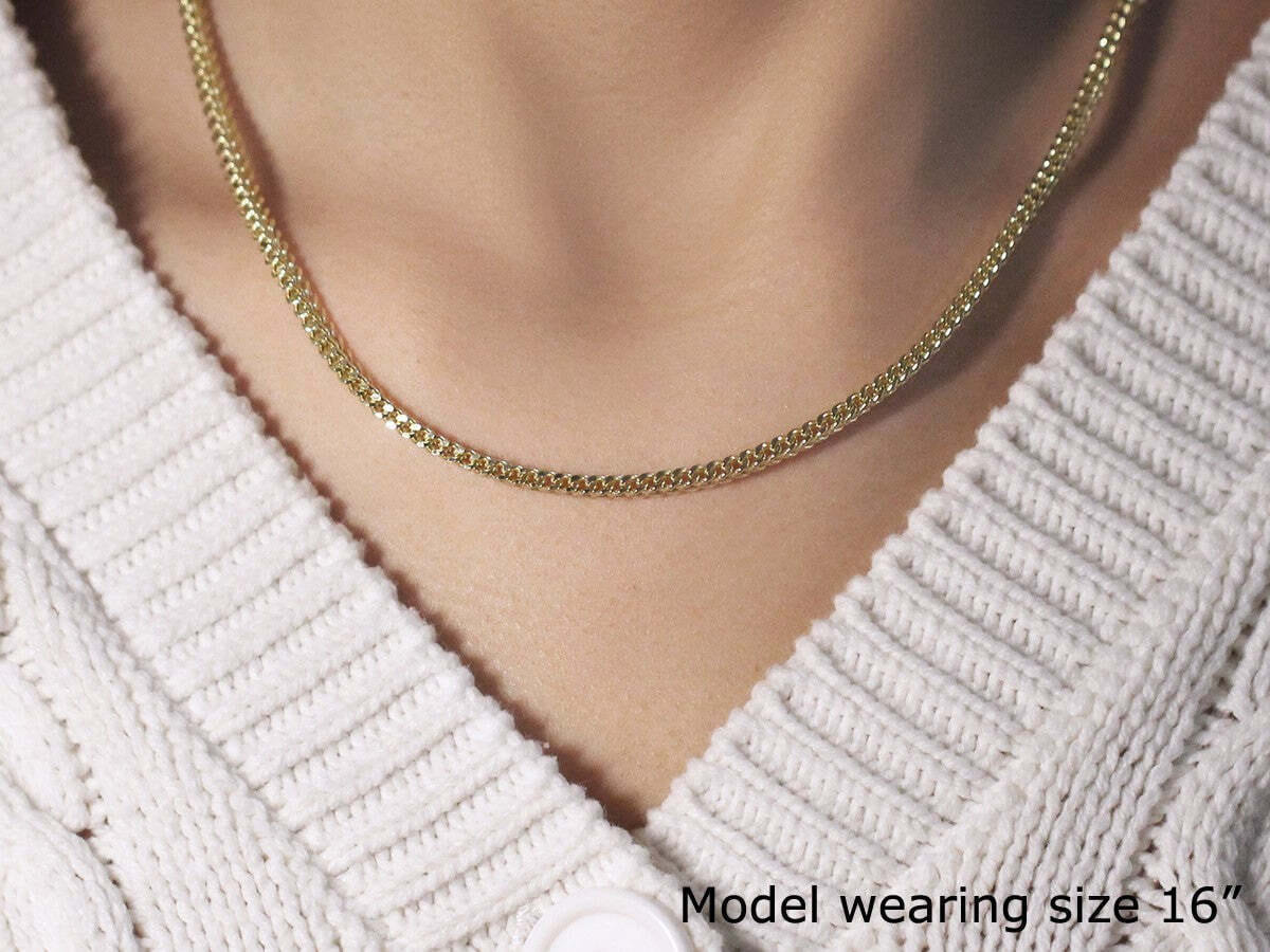 14k Yellow Gold Square Franco Chain (3.00 mm) - Image 6