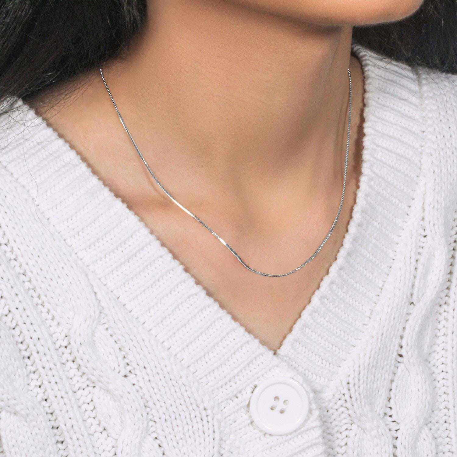 14k White Gold Franco Chain (0.90 mm) - Image 7