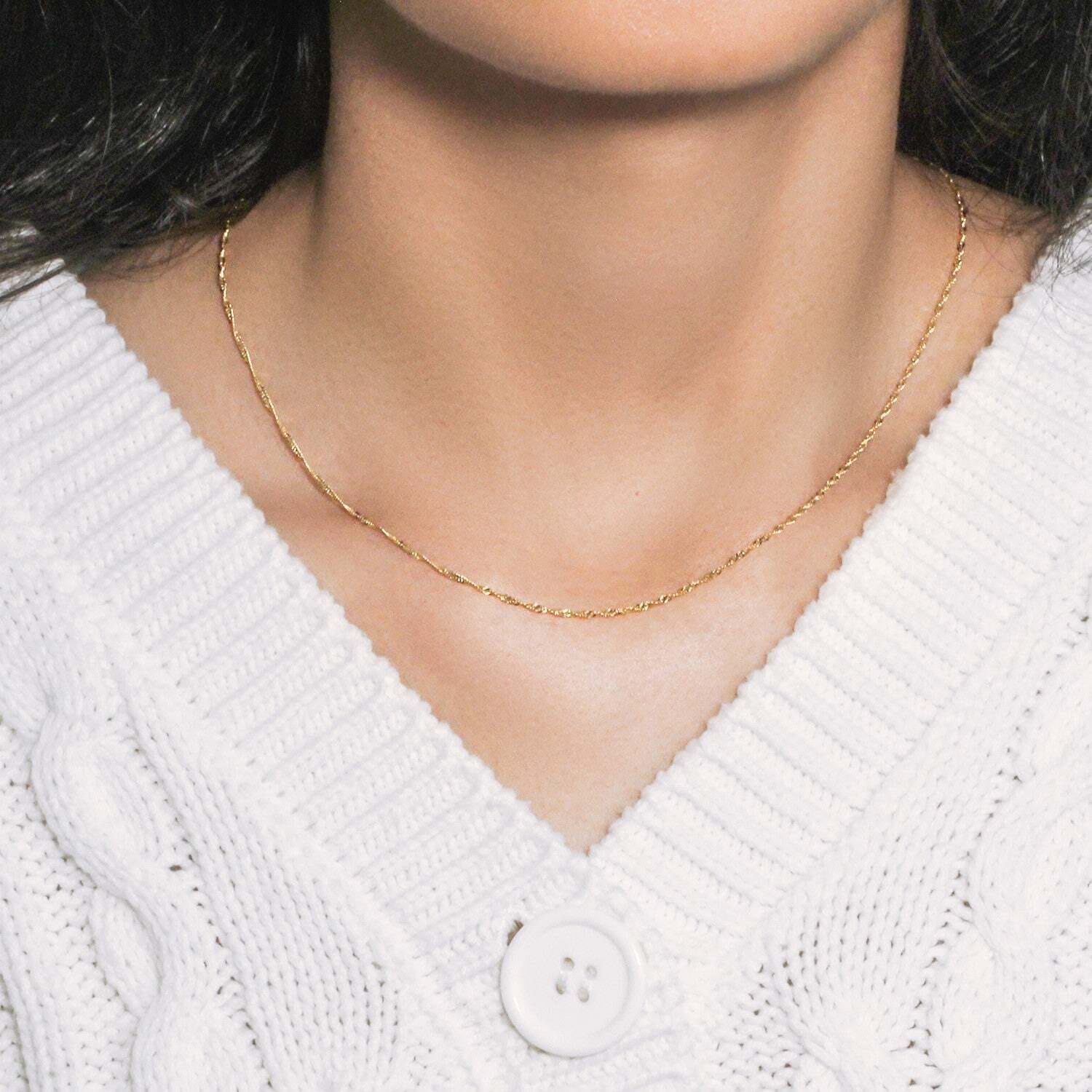 14k Yellow Gold Singapore Chain (1.30 mm) - Image 6