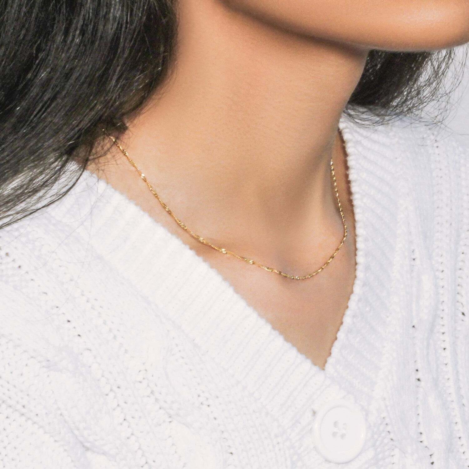 14k Yellow Gold Singapore Chain (1.30 mm) - Image 7