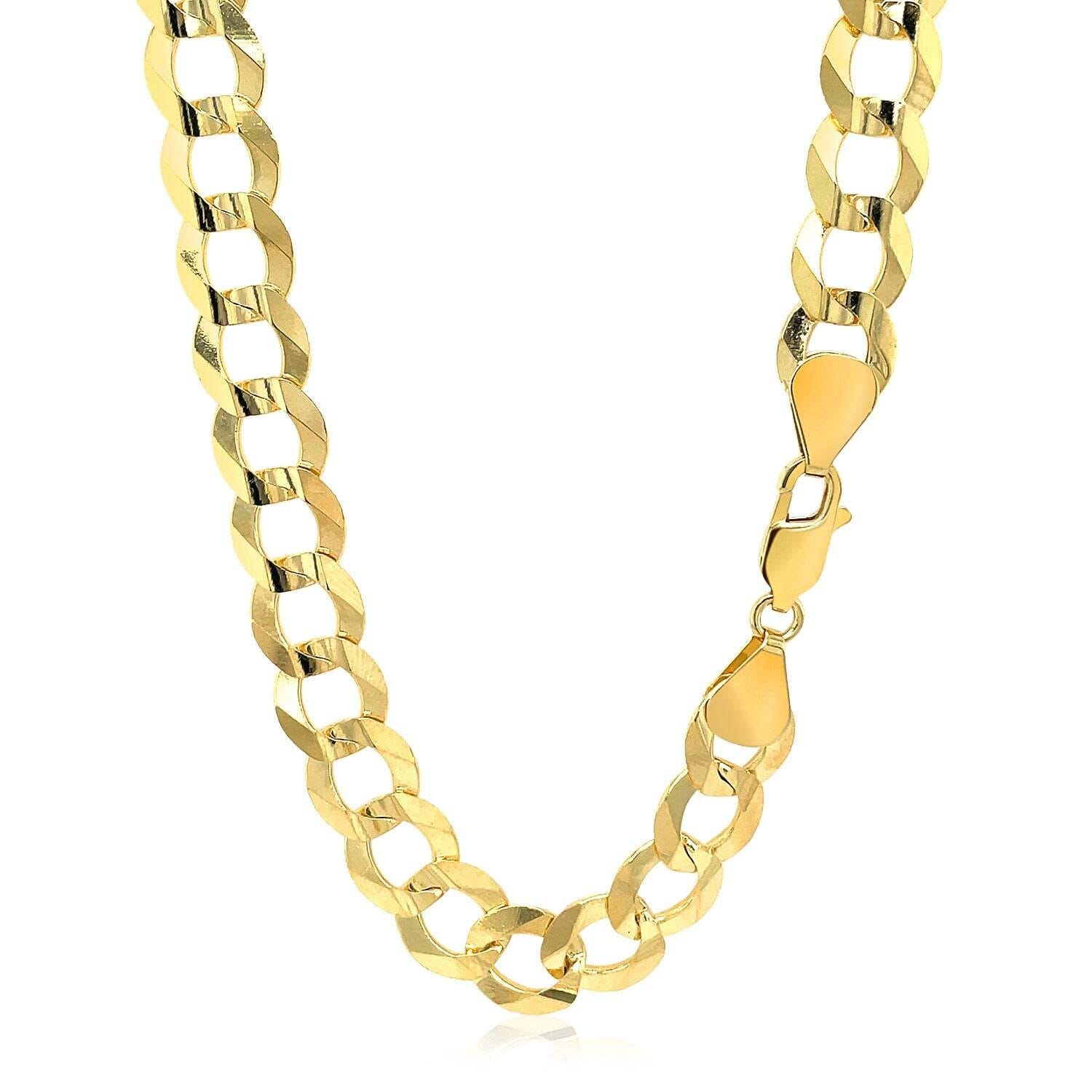 14k Yellow Gold Solid Curb Chain (10.00 mm) - Image 2