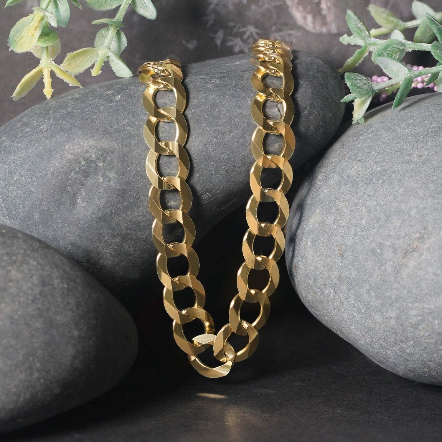 14k Yellow Gold Solid Curb Chain (10.00 mm) - Image 3