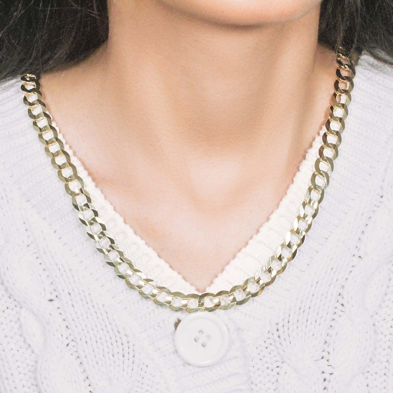 14k Yellow Gold Solid Curb Chain (10.00 mm) - Image 5