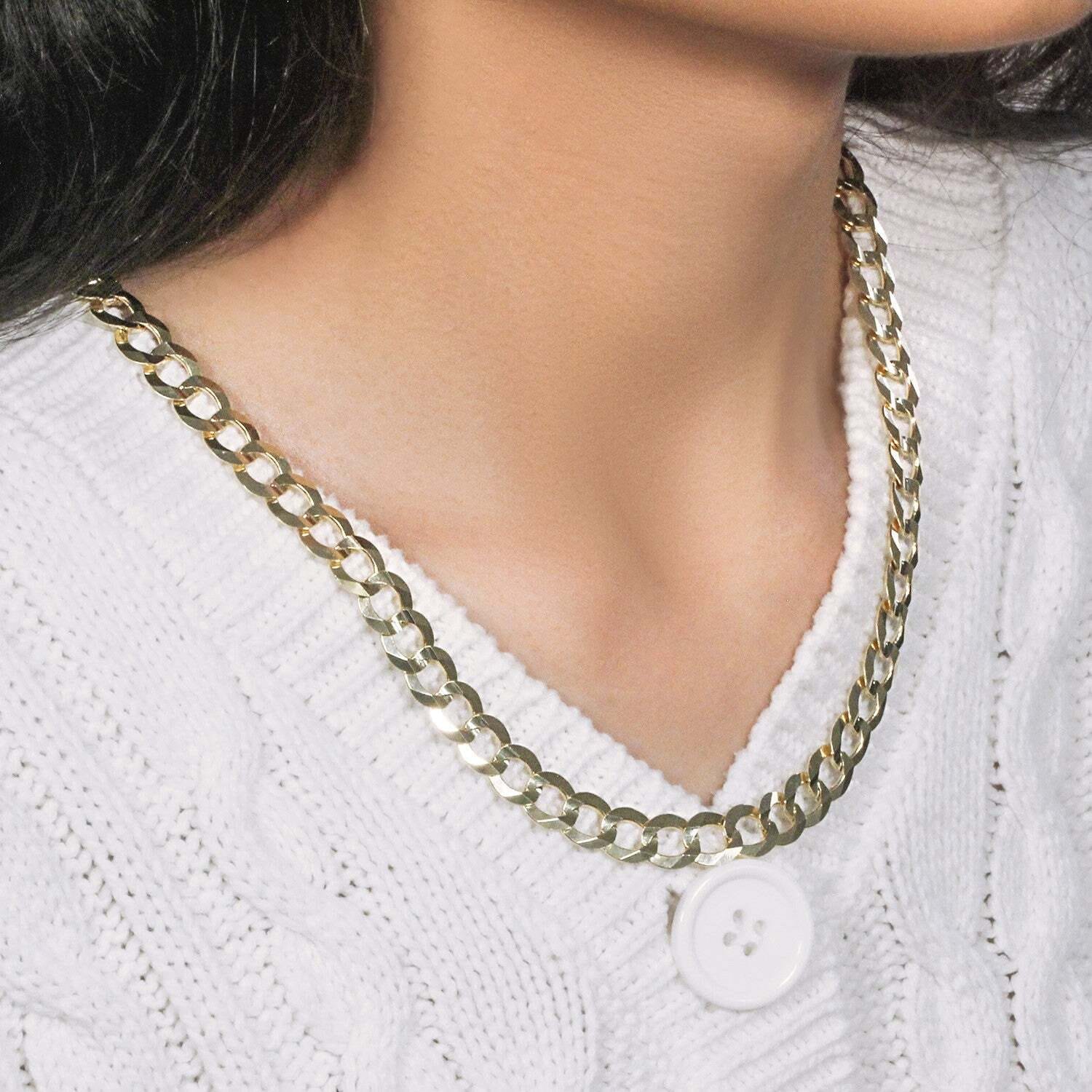 14k Yellow Gold Solid Curb Chain (10.00 mm) - Image 6