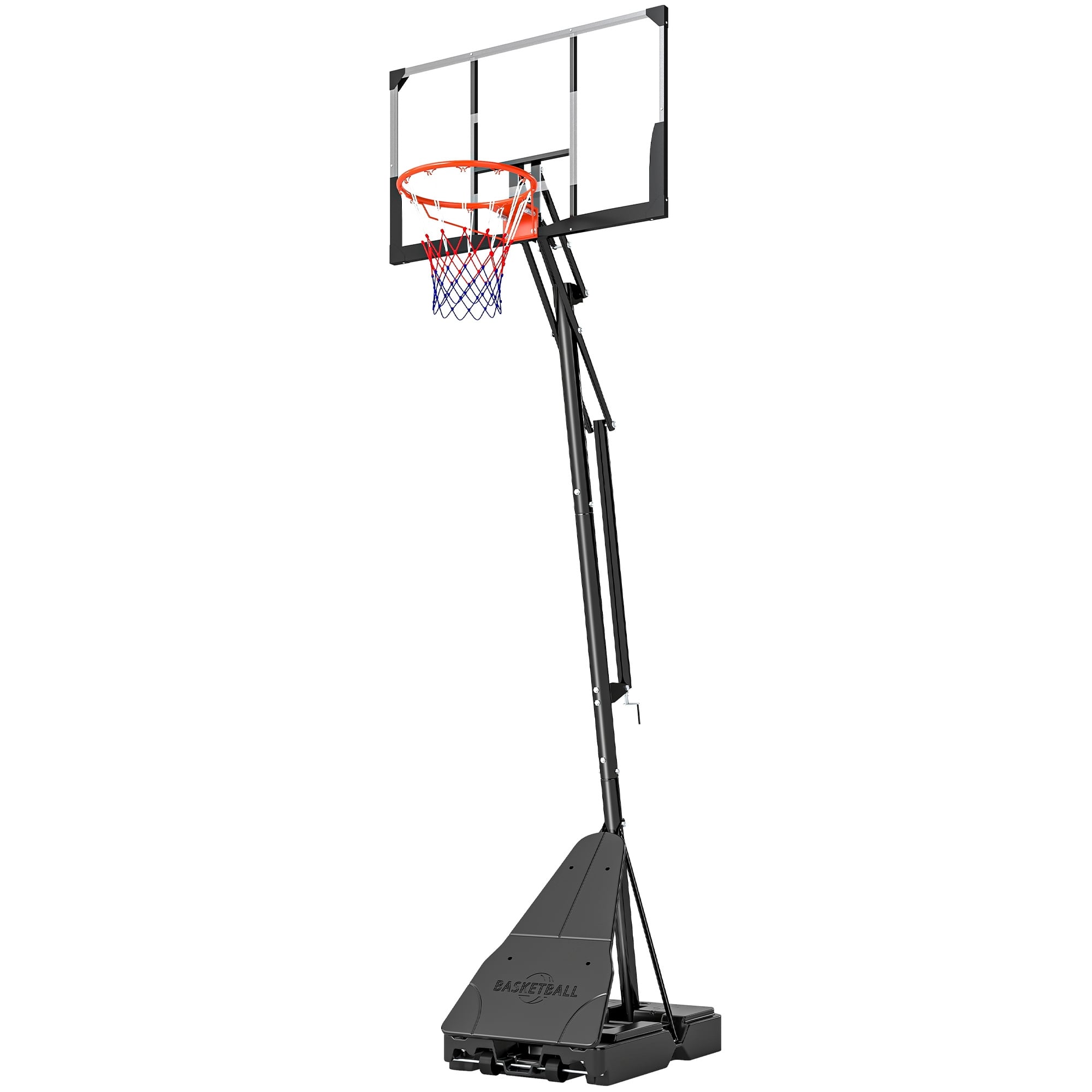 Portable Basketball Hoop Outdoor, 8-10ft Adjustable Basketball Goal, 43 Inch Shatterproof Backboard, Hand-Crank Lift