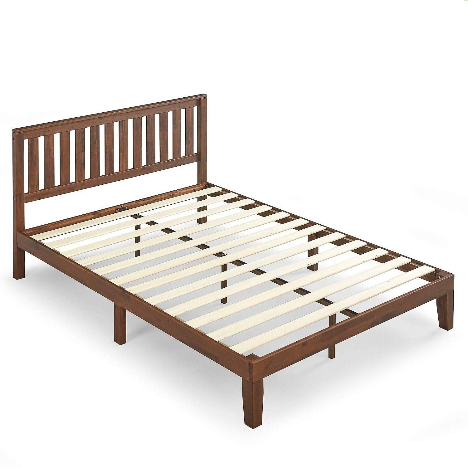 King size Solid Wood Platform Bed Frame Headboard Espresso F