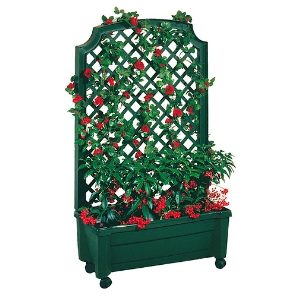 Indoor Outdoor Green Polypropylene Wheeled Trellis Planter