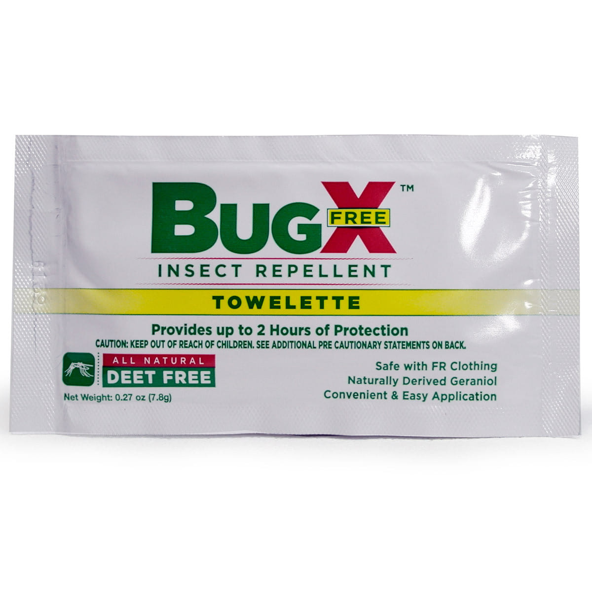BugX Insect Repellent Skin Protection Solution, FR Safe, 0.27 oz, Towelette, 1 Each