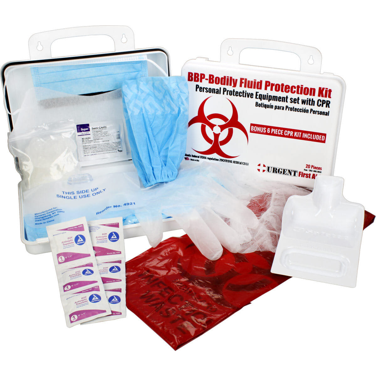 BBP / Bodily Fluid Protection&nbsp;Kit with Bonus 6 piece CPR kit for additional Rescuer Protection