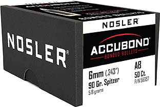 Nosler AccuBond Bullets 6mm 90 gr. Spitzer Point 50 pk.