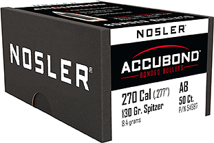 Nosler AccuBond Bullets .270 Cal. 130 gr. Spitzer Point 50 pk.