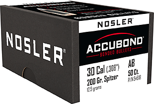 Nosler AccuBond Bullets .30 Cal. 200 gr. Spitzer Point 50 pk.