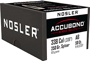 Nosler AccuBond Bullets .338 Cal. 250 gr. Spitzer Point 50 pk.