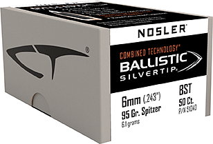 Nosler Ballistic Silvertip Hunting Bullets 6mm 95 gr. Spitzer Point 50 pk.