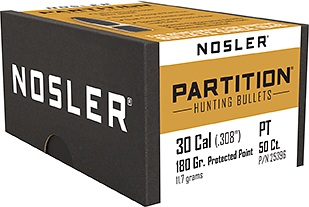 Nosler Partition Bullets .30 Cal. 180 gr. Protected Point 50 pk.