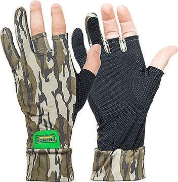 Primos Stretch Fingerless Gloves Mossy Oak Bottomland