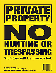 Maple Leaf No Trespassing Sign Yellow 8.5 x 11 in. Vertical 25 pk.