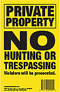 Maple Leaf No Trespassing Sign Yellow 5.5 x 8 in. Vertical 50 pk.