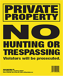 Maple Leaf No Trespassing Sign Yellow 10 x 12 in. Vertical 25 pk.