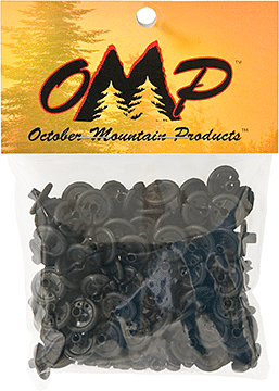 October Mountain Slotted Kisser Button Black 9/16 in. 100 pk.