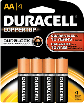 Duracell Coppertop Batteries AA 4 pk.