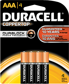 Duracell Coppertop Batteries AAA 4 pk.