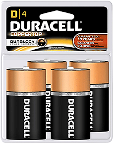 Duracell Coppertop Batteries D 4 pk.