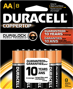 Duracell Coppertop Batteries AA 8 pk.