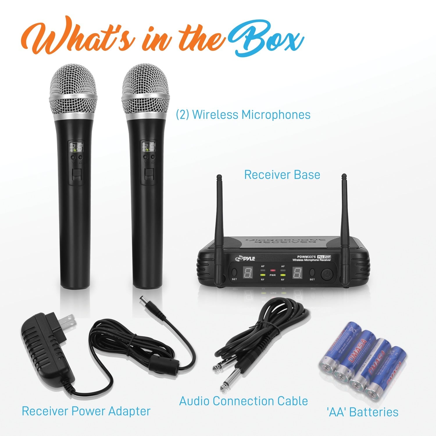 Pyle PDWM3375 Premier Series Professional 2-Channel UHF Wireless Handheld Microphone System with Selectable Frequency - Image 2