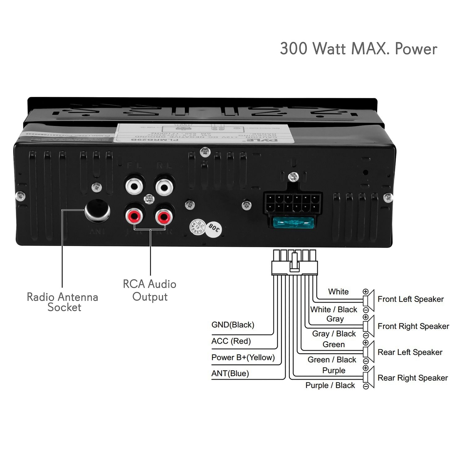 Pyle PLMRB29B Single-DIN -Dash Digital Marine Stereo Receive