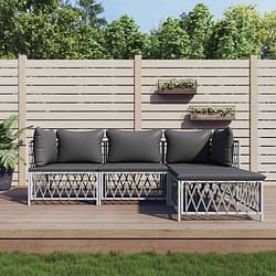 Category: Dropship Home, Garden & Furniture, SKU #D0100H7LA02, Title: 4 Piece Patio Lounge Set with Cushions White Steel