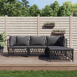 Category: Dropship Home, Garden & Furniture, SKU #D0100H7LA26, Title: 4 Piece Patio Lounge Set with Cushions Anthracite Steel